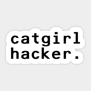 catgirl hacker - Black Sticker